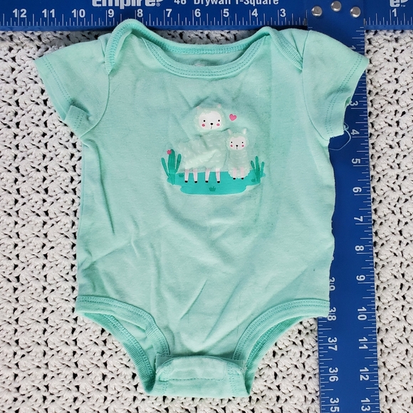 Rococo Short Sleeve Bodysuit, Teal Llama, 9 months - Picture 3 of 6
